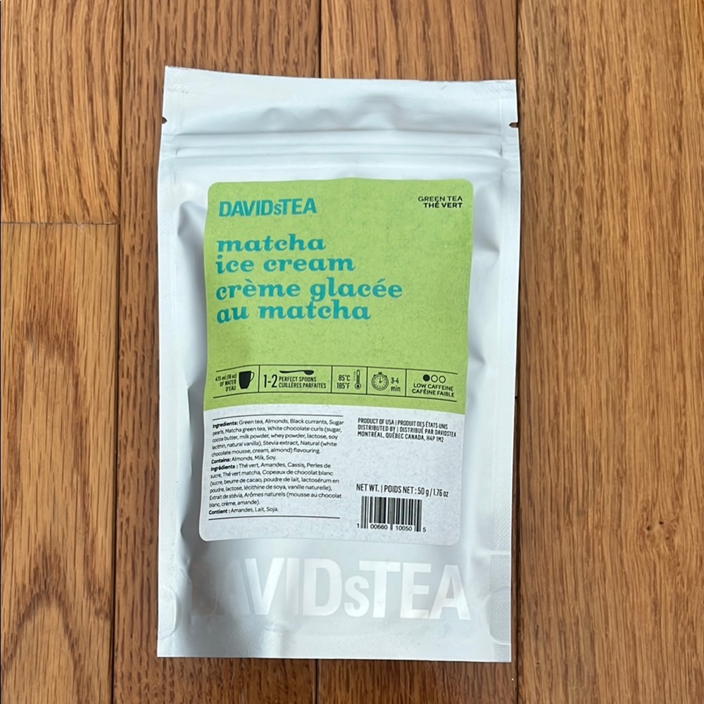 NWT DAVIDsTEA Matcha Ice Cream Green Tea Low Caffeine